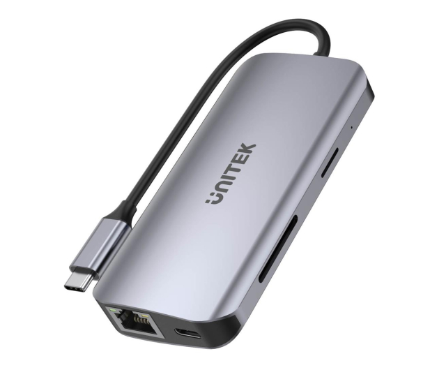 UNITEK Hub USB-C 5Gbps, 2x HDMI 4K,czytnik SD, RJ-45, PD 100W D1122A01 - 1272536 - zdjęcie 2